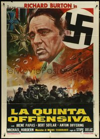 6y0119 BATTLE OF SUTJESKA Italian 1p 1973 art of Richard Burton & swastika over WWII battlefield!