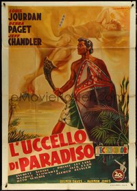 6y0510 BIRD OF PARADISE Italian 1p 1951 Capitani art of Jourdan & tropical Debra Paget, ultra rare!