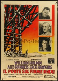 6y0513 BRIDGE ON THE RIVER KWAI Italian 1p 1958 Holden, Guinness, David Lean classic, Bat art, rare!