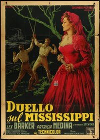 6y0517 DUEL ON THE MISSISSIPPI Italian 1p 1956 Ballester art of Medina & Lex Barker, ultra rare!