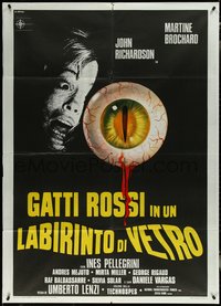 6y0131 EYEBALL Italian 1p 1974 Umberto Lenzi, Casaro art creepy bleeding eye & girl, ultra rare!