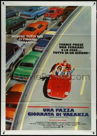 6y0132 FERRIS BUELLER'S DAY OFF Italian 1p 1987 best different art of Broderick & friends in Ferrari!