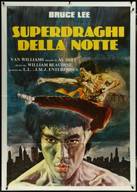 6y0133 FURY OF THE DRAGON Italian 1p 1975 Enzo Sciotti art with Bruce Lee's flying kick, rare!