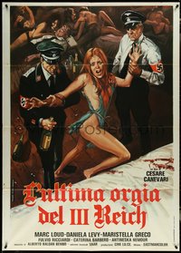 6y0135 GESTAPO'S LAST ORGY Italian 1p 1977 Piovano art of Nazis manhandling half-naked woman, rare!