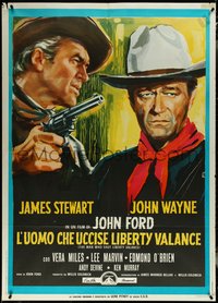 6y0143 MAN WHO SHOT LIBERTY VALANCE Italian 1p R1970s John Wayne & James Stewart, different art!