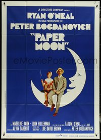 6y0534 PAPER MOON Italian 1p 1973 great image of smoking Tatum O'Neal with dad Ryan O'Neal!