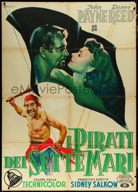 6y0149 RAIDERS OF THE SEVEN SEAS Italian 1p 1954 pirates Payne & Chaney Jr., Donna Reed, ultra rare!