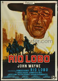 6y0150 RIO LOBO Italian 1p 1971 Howard Hawks, different art of John Wayne by Averardo Ciriello!