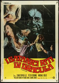 6y0538 SATANIC RITES OF DRACULA Italian 1p 1974 vampire Christopher Lee, different sexy image!