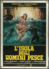 6y0152 SOMETHING WAITS IN THE DARK Italian 1p 1978 cool art of sexy girl being attacked by monsters!