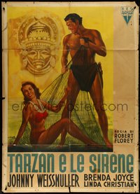 6y0543 TARZAN & THE MERMAIDS Italian 1p 1948 Johnny Weissmuller & Joyce by Ciriello, ultra rare!