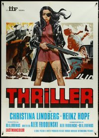 6y0153 THEY CALL HER ONE EYE Italian 1p 1974 cult classic, best art of Christina Lindberg, Thriller!