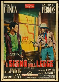 6y0545 TIN STAR Italian 1p 1958 different Enzo Nistri art of cowboys Henry Fonda & Anthony Perkins!