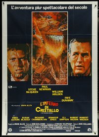 6y0546 TOWERING INFERNO Italian 1p 1975 Steve McQueen, Paul Newman, great art by John Berkey, rare!