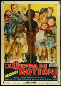 6y0547 WAR OF THE BUTTONS Italian 1p 1962 Ciriello art, Yves Robert schoolboy war classic, rare!