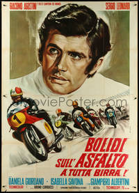 6y0550 BOLIDI SULL'ASFALTO A TUTTA BIRRA Italian 2p 1970 Piovano art, motorcycle racing, ultra rare!