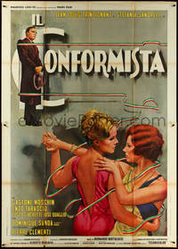 6y0166 CONFORMIST Italian 2p 1970 Bernardo Bertolucci, Iaia art of Trintignant over dancers, rare!