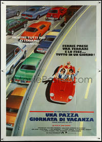 6y0168 FERRIS BUELLER'S DAY OFF Italian 2p 1987 different art of Broderick & friends in Ferrari!