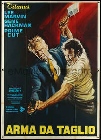 6y0181 PRIME CUT Italian 2p 1972 cool different art of Lee Marvin & Gene Hackman fighting!