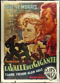 6y0559 VALLEY OF THE GIANTS Italian 2p 1950 Martinati art of tough Wayne Morris, ultra rare!