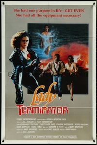 6y1178 LADY TERMINATOR 1sh 1988 action art of Barbara Anne Constable & Christopher Hart, rare!