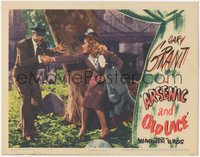 6y0697 ARSENIC & OLD LACE LC 1944 Cary Grant pulling scared Priscilla Lane by tree, Capra classic!