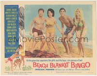 6y0700 BEACH BLANKET BINGO LC #2 1965 Frankie & Annette in swimsuits with another couple on beach!