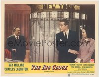 6y0703 BIG CLOCK LC #4 1948 Ray Milland & Maureen O'Sullivan hiding from Charles Laughton with gun!