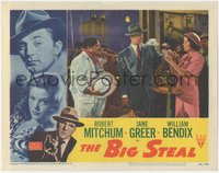 6y0704 BIG STEAL LC #6 1949 Don Siegel, Robert Mitchum hands birdcage to pretty Jane Greer!