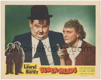 6y0707 BLOCK-HEADS LC R1947 close up of sad Oliver Hardy getting chewed out for his antics, rare!