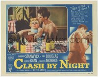 6y0730 CLASH BY NIGHT LC #3 1952 Fritz Lang, c/u of Keith Andes choking sexy Marilyn Monroe!