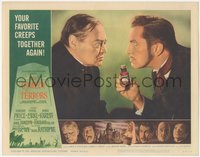 6y0733 COMEDY OF TERRORS LC #7 1964 c/u of Vincent Price showing bottle of poison to Peter Lorre!