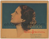 6y0615 CONFESSION TC 1937 incredible profile portrait of beautifuil Kay Francis, ultra rare!