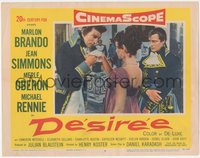 6y0751 DESIREE LC #4 1954 Marlon Brando glares at Michael Rennie kissing pretty Jean Simmons' hand!