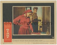 6y0781 GIANT LC #3 1956 James Dean watches Elizabeth Taylor looking at desk from across the room!