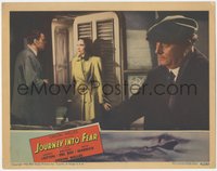 6y0823 JOURNEY INTO FEAR LC 1942 Joseph Cotten & scared Dolores Del Rio on ship's deck, rare!