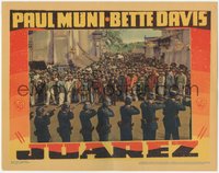 6y0824 JUAREZ LC 1939 Paul Muni & huge crowd of peasants threatened by soldiers, ultra rare!