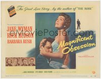 6y0641 MAGNIFICENT OBSESSION TC 1954 blind Jane Wyman holding Rock Hudson, Douglas Sirk directed!