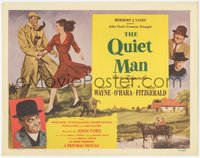 6y0654 QUIET MAN TC 1952 great art of John Wayne & bride Maureen O'Hara, John Ford classic!