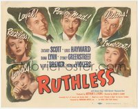 6y0661 RUTHLESS TC 1948 Edgar Ulmer, Sydney Greenstreet, bad girls Lynn, Bremer & Vickers!