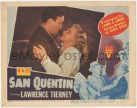 6y0865 SAN QUENTIN LC #5 1947 best close up of Marian Carr holding Lawrence Tierney by bridge!