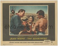 6y0867 SEARCHERS LC #6 1956 John Ford, John Wayne & barechested Jeff Hunter confront Archuletta!