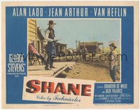 6y0869 SHANE LC #2 1953 Jack Palance as Wilson prepares to shoot down Elisha Cook as Torrey!