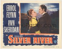 6y0870 SILVER RIVER LC #5 1948 Errol Flynn hugs beautiful Ann Sheridan in front of mountains!