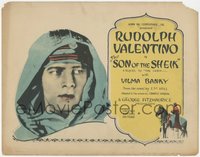 6y0670 SON OF THE SHEIK TC 1926 great close portrait of hooded Rudolph Valentino & on horse, rare!