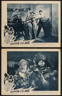 6y0990 SPOOK TO ME 2 LCs 1945 images of wacky Andy Clyde in haunted house investigation, ultra rare!