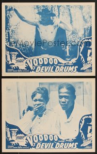 6y0992 VOODOO DEVIL DRUMS 2 LCs R1940s Toddy all-black cast horror, wild images of voodoo rituals!