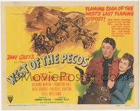 6y0682 WEST OF THE PECOS TC 1945 artwork of Robert Mitchum & Barbara Hale, Zane Grey