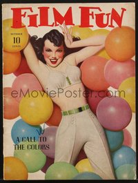 6y0325 FILM FUN magazine October 1941 Enoch Bolles-like art of sexy woman with colorful balls!