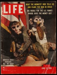 6y0327 LIFE magazine June 15, 1959 American monkeys test equipment for NASA astronauts!